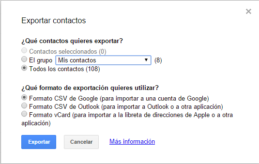 Cómo exportar tus contactos de Gmail4